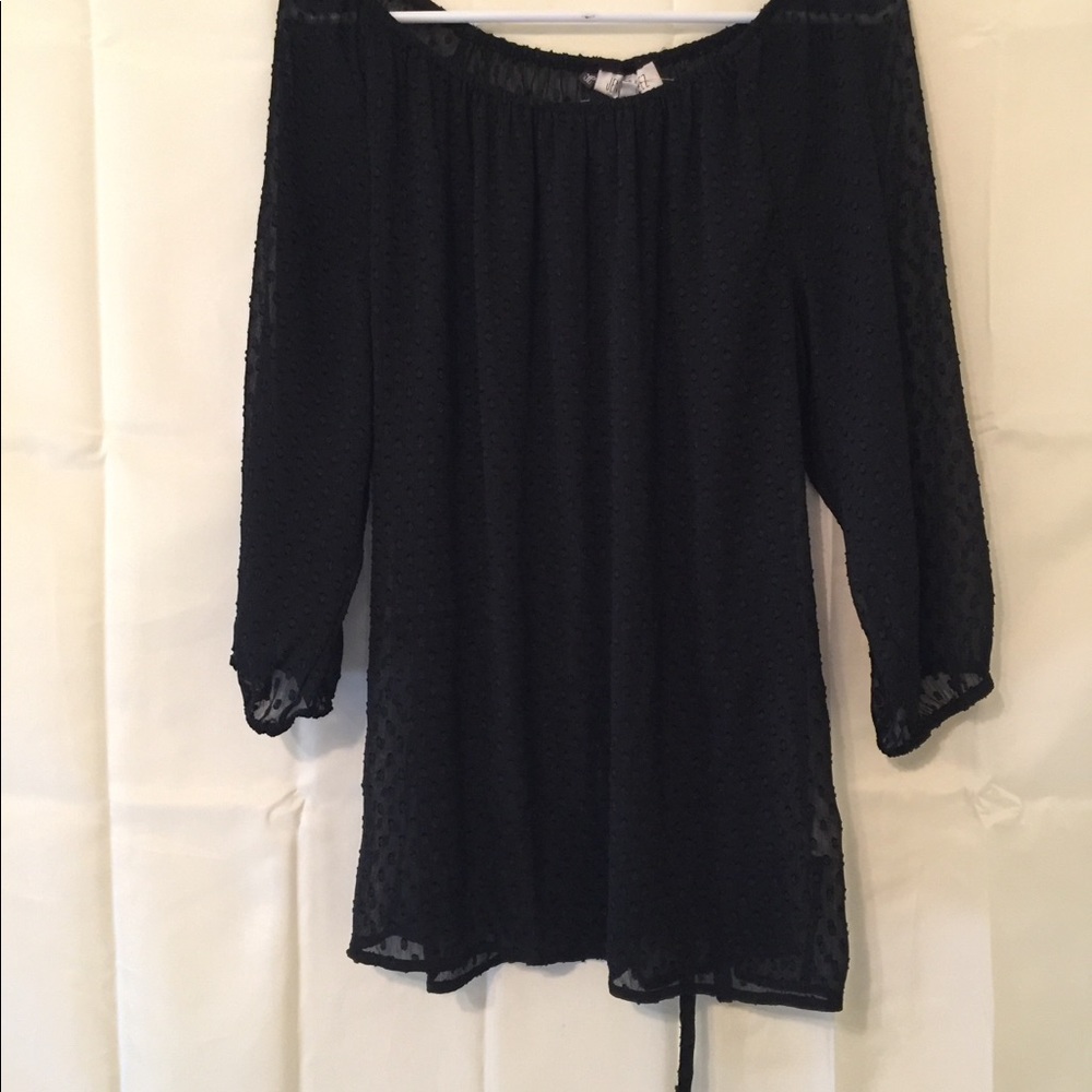 Jennifer Lopez black sheer tunic top sz large